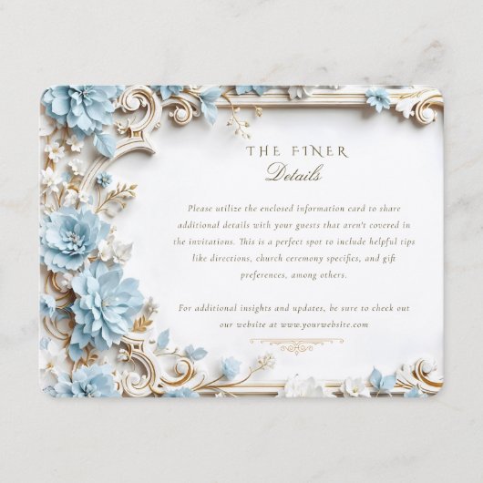 Elegante stoffige blauwe hortensia's informatiekaartje (Voorkant)