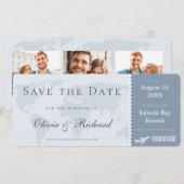 Elegante stoffige blauwe instapkaart Save the Date Kaart (Voorkant / Achterkant)