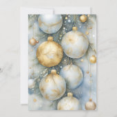 Elegante stoffige blauwe kerstballen Familiefoto Feestdagenkaart (Achterkant)