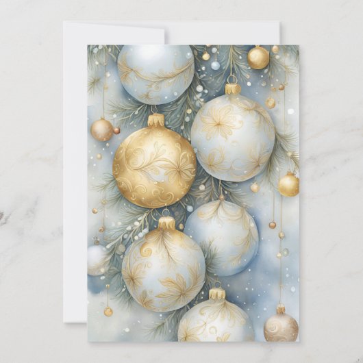 Elegante stoffige blauwe kerstballen Familiefoto Feestdagenkaart (Achterkant)