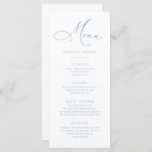 Elegante stoffige blauwe lichtblauwe minimalistisc menu (Voorkant / Achterkant)