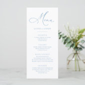 Elegante stoffige blauwe lichtblauwe minimalistisc menu (Staand voorkant)