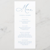 Elegante stoffige blauwe lichtblauwe minimalistisc menu (Voorkant)