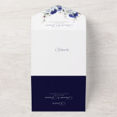 Elegante stoffige blauwe marine bloemenboog bruilo all in one uitnodiging (Buitenkant)