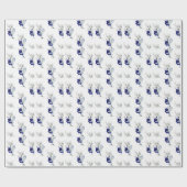 Elegante stoffige blauwe marine bloemenbruiloft cadeaupapier (Vlak)