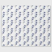 Elegante stoffige blauwe marine bloemenbruiloft cadeaupapier (Vlak)