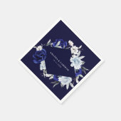 Elegante stoffige blauwe marine bloemenbruiloft servet (Hoek)
