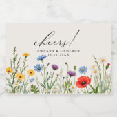 Elegante stoffige blauwe marine bloemenbruiloft sparkling wijnetiket (Enkel label)