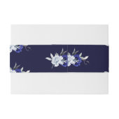 Elegante stoffige blauwe marine bloemenbruiloft uitnodigingen wikkel (Achterkant Voorbeeld)