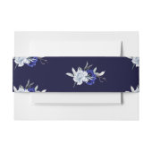 Elegante stoffige blauwe marine bloemenbruiloft uitnodigingen wikkel (Voorkant Voorbeeld)