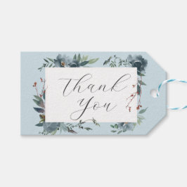 Elegante stoffige blauwe marine botanische tuin cadeaulabel