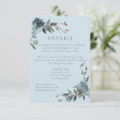 Elegante stoffige blauwe marine botanische tuin informatiekaartje (Staand voorkant)