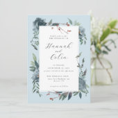 Elegante stoffige blauwe marine botanische tuin kaart (Staand voorkant)