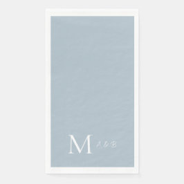 Elegante stoffige blauwe monogram papieren gastend servet