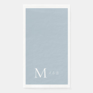 Elegante stoffige blauwe monogram papieren gastend servet
