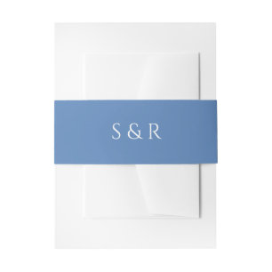 Elegante stoffige blauwe monogram uitnodiging uitnodigingen wikkel