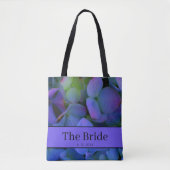 Elegante stoffige blauwe paarse bloem tote bag (Voorkant)