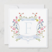 Elegante stoffige blauwe pastel Wildflower Crest b Bedankkaart (Voorkant)