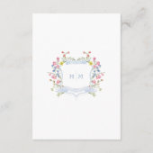 Elegante stoffige blauwe pastel Wildflower Crest b Informatiekaartje (Achterkant)