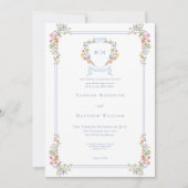 Elegante stoffige blauwe pastel Wildflower Crest b Kaart (Voorkant)