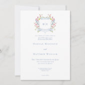 Elegante stoffige blauwe pastel Wildflower Crest b Kaart (Voorkant)