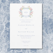 Elegante stoffige blauwe pastel Wildflower Crest b Kaart