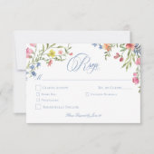 Elegante stoffige blauwe pastel Wildflower Crest b RSVP Kaartje (Voorkant)