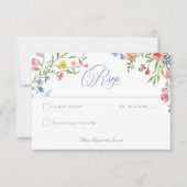 Elegante stoffige blauwe pastel Wildflower Crest b RSVP Kaartje (Voorkant)