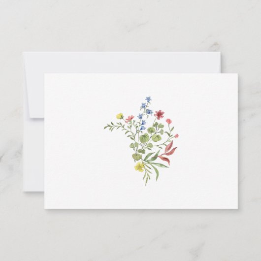 Elegante stoffige blauwe pastel Wildflower Crest b RSVP Kaartje (Achterkant)