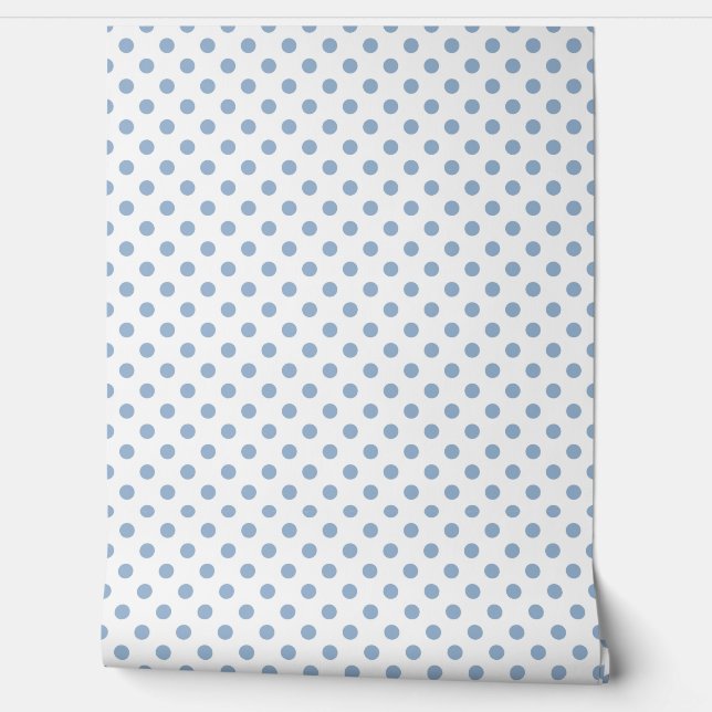 Elegante Stoffige Blauwe Polka Dots Behang (Afrollen)