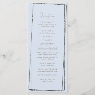 Elegante stoffige blauwe receptie bruiloft toast menu
