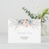 Elegante stoffige blauwe rozen droogbloemenboog bedankkaart (Staand voorkant)