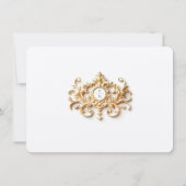 Elegante stoffige blauwe RSVP-kaart met barok goud Kaart (Achterkant)