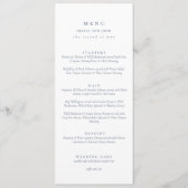 Elegante stoffige blauwe script dubbelzijdige trou menu (Voorkant)