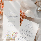 Elegante stoffige blauwe script dubbelzijdige trou menu