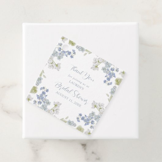 Elegante stoffige blauwe tuin Dank u Vrijgezellenf Bedankjes Labels (In situ)