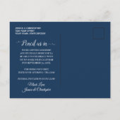 elegante stoffige blauwe waterverf bloemboeket aankondigingskaart (Achterkant)