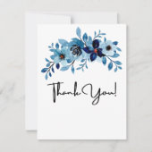 elegante stoffige blauwe waterverf bloemboeket bedankkaart (Voorkant)