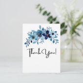 elegante stoffige blauwe waterverf bloemboeket bedankkaart (Staand voorkant)