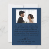 elegante stoffige blauwe waterverf bloemboeket bedankkaart (Achterkant)