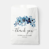 elegante stoffige blauwe waterverf bloemboeket bedankzakje (Voorkant)