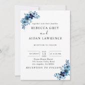 elegante stoffige blauwe waterverf bloemboeket kaart (Voorkant)