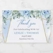 Elegante stoffige blauwe waterverf bloemeneucalypt likeurfles etiket (Enkel label)