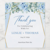 Elegante stoffige blauwe waterverf bloemeneucalypt wijn etiket (Enkel label)