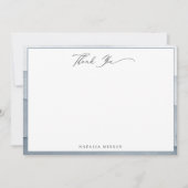 Elegante stoffige blauwe Waterverf Dank u Notitiekaartje (Voorkant)