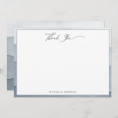 Elegante stoffige blauwe Waterverf Dank u Notitiekaartje (Voorkant / Achterkant)