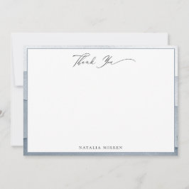 Elegante stoffige blauwe Waterverf Dank u Notitiekaartje
