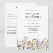 Elegante stoffige blauwe wilde bloemen budget brui kaart (Voorkant / Achterkant)