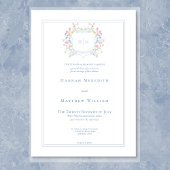 Elegante stoffige blauwe Wildflower Crest Achtergr Kaart