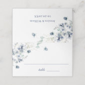 Elegante stoffige blauwe winter bladeren bruiloft  plaatskaartje (Buitenkant ongevouwen)